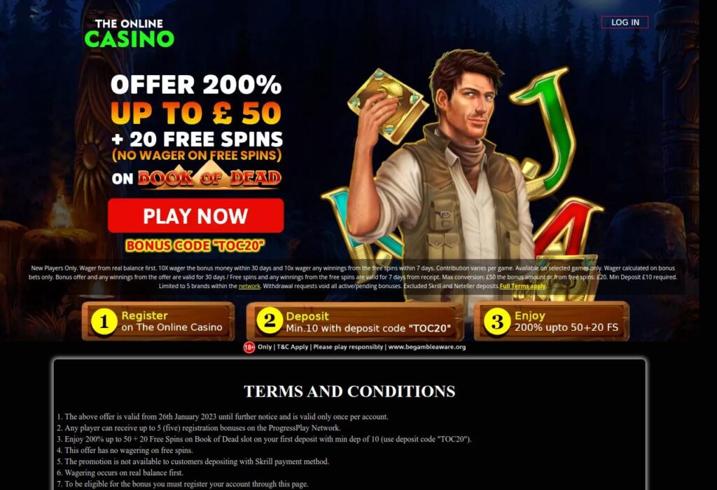 THE ONLINE CASINO 200% SLOTS BONUS OFFER